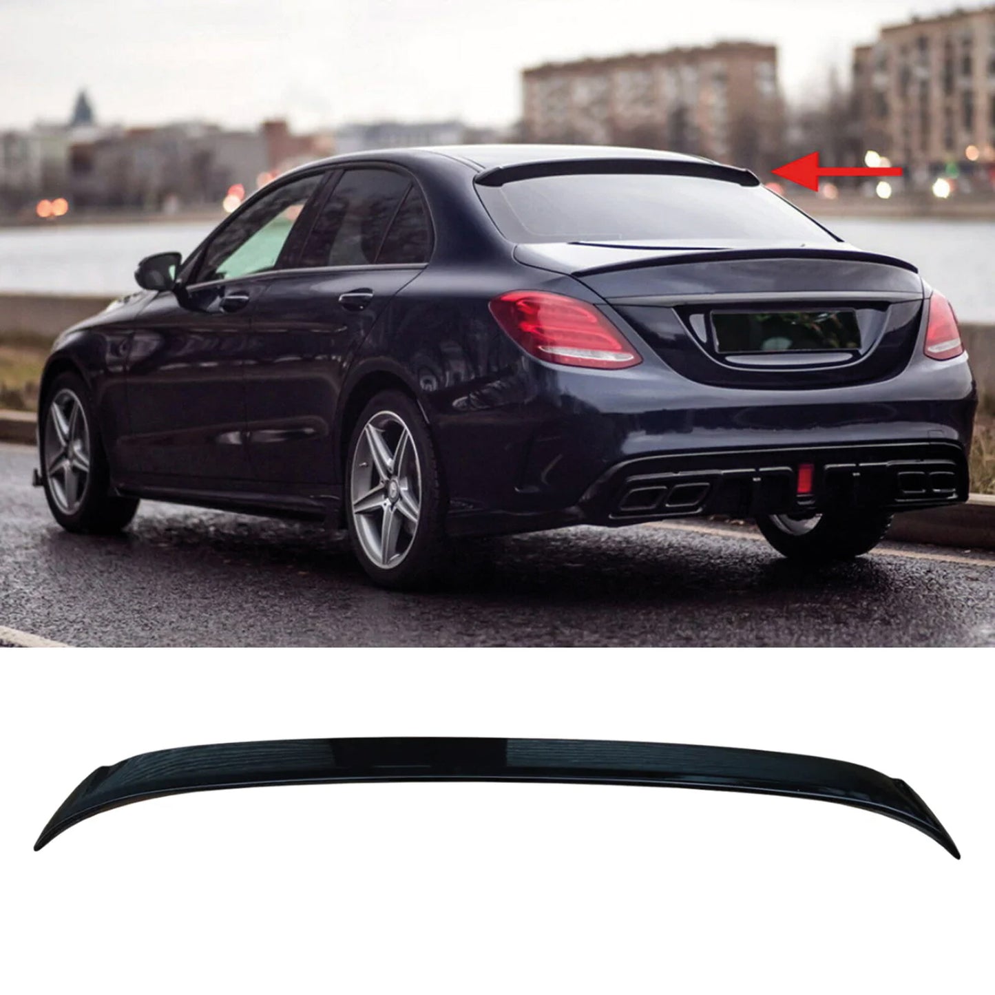 Spoiler Dachowy do Mercedes C Klasa W205 AMG (2015–2021) – Gloss Piano Black