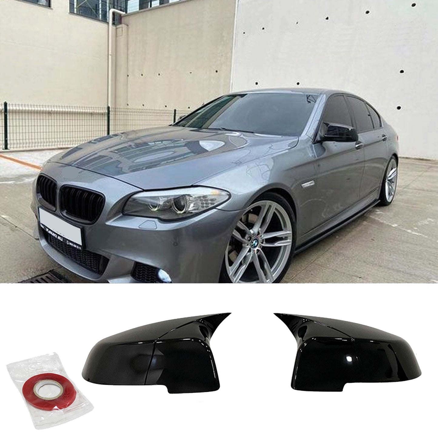 Nakładki na Lusterka do BMW 5 Seria F10 / F10 LCI (2010–2017) – Bat Model Bright Black