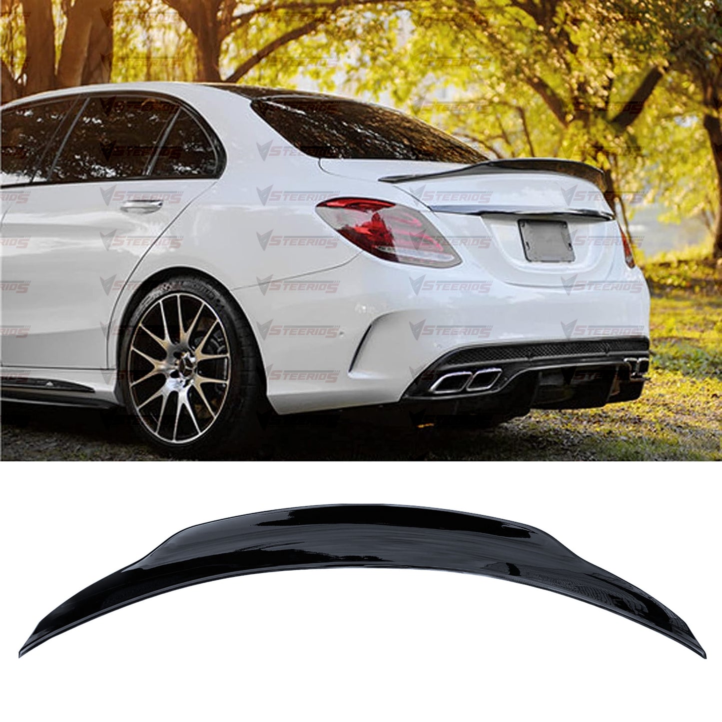 Spoiler Tylny PSM Style do Mercedes Klasa C W205 (2015–2019) – Gloss Piano Black