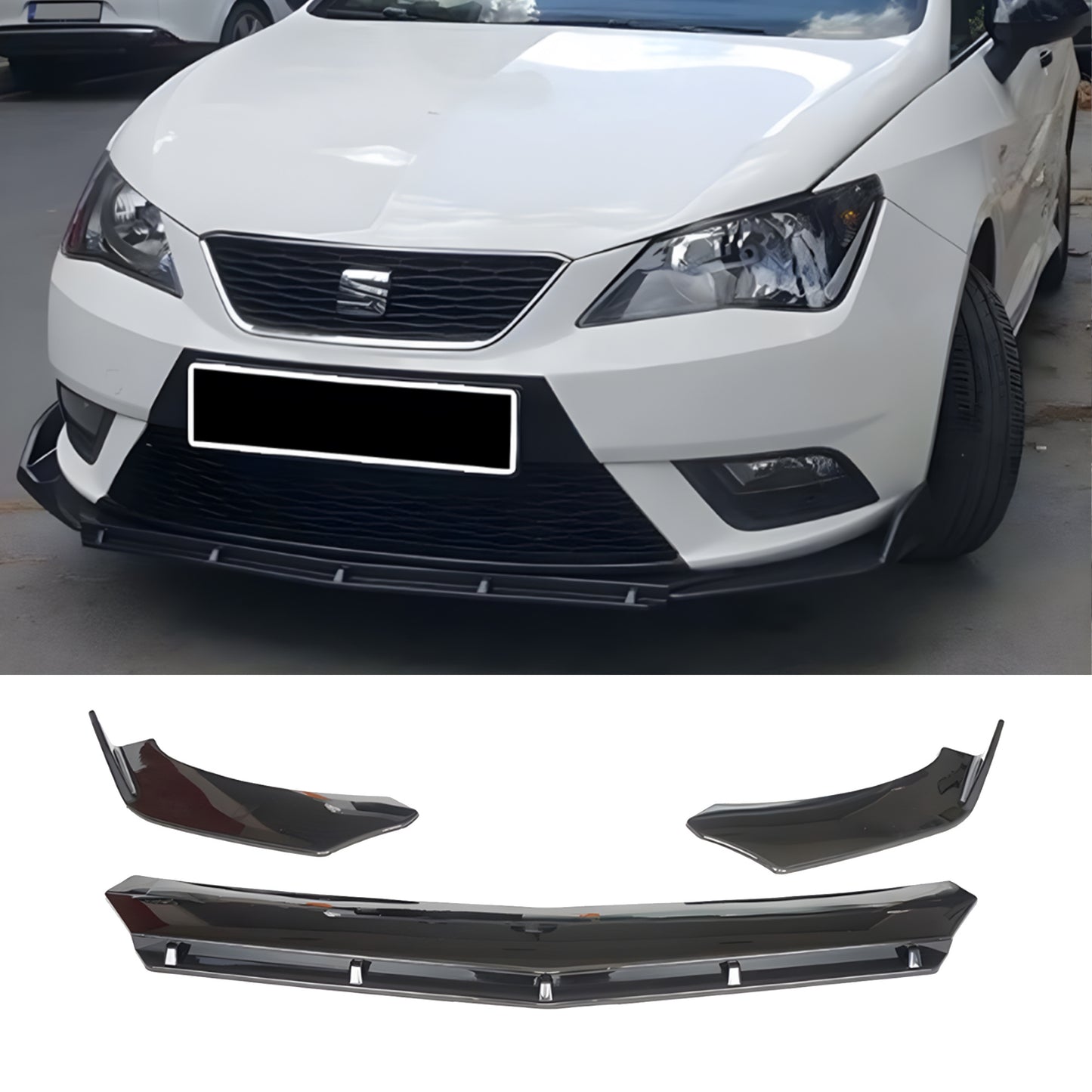 Dokładka Zderzaka Przedniego do Seat Ibiza Mk4 6J 6P (2009–2017) – Front Bumper Lip Gloss Piano Black