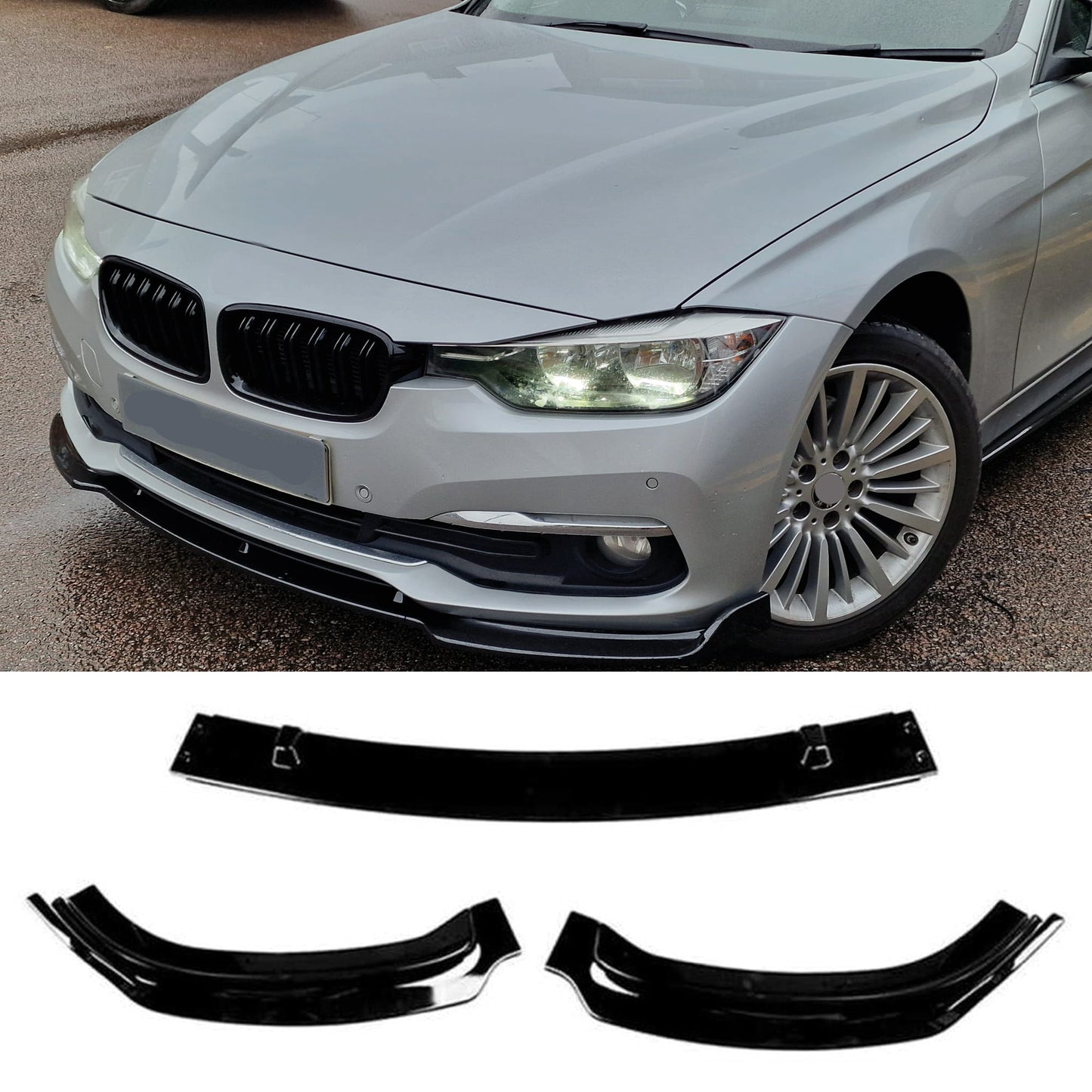 Dokładka Zderzaka Przedniego do BMW 3 Seria F30 / F30 LCI (2012–2018) – Front Bumper Lip Gloss Piano Black