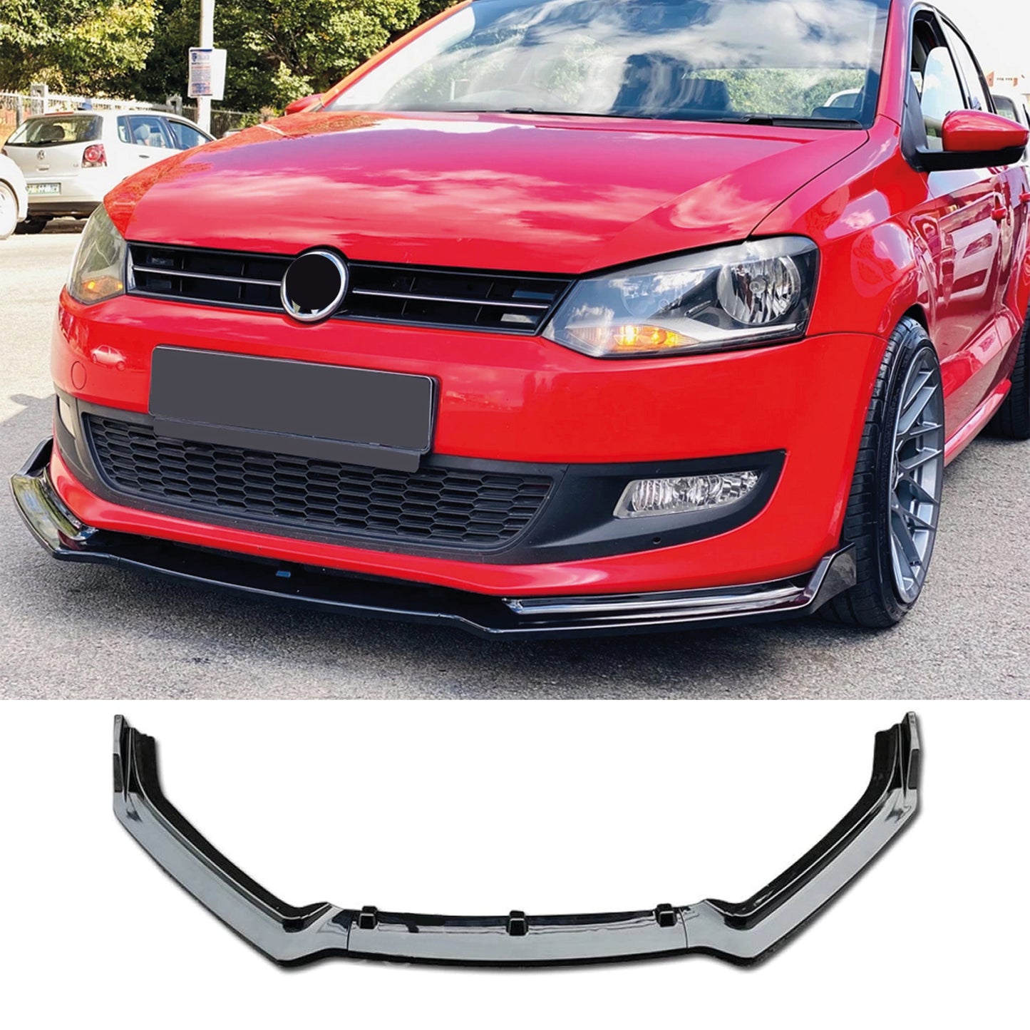 Dokładka Zderzaka Przedniego do VW Polo (2009–2017) – Front Bumper Lip Universal 3-Piece Gloss Black