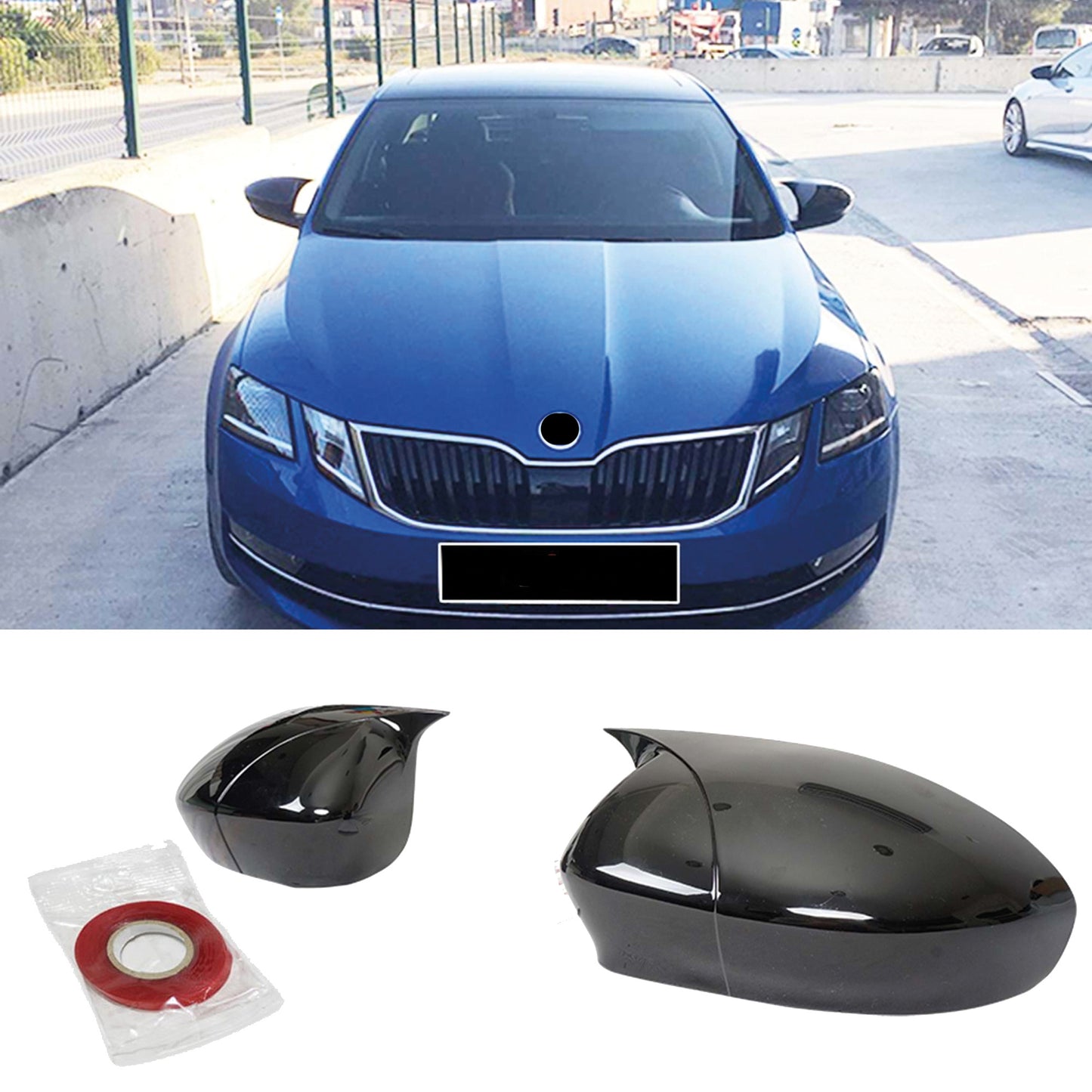 Nakładki na Lusterka do Skoda Octavia MK3 / MK3 FL (2013–2020) – Bat Model Bright Black