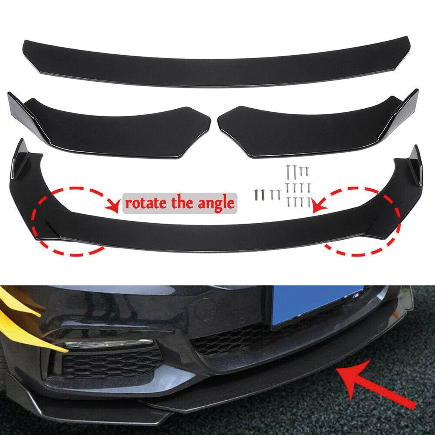 Dokładka Zderzaka Przedniego do BMW Serii 3 i 5 (E90 E92 E46 F30 F32 E60) – Front Bumper Lip B-Type Gloss Piano Black