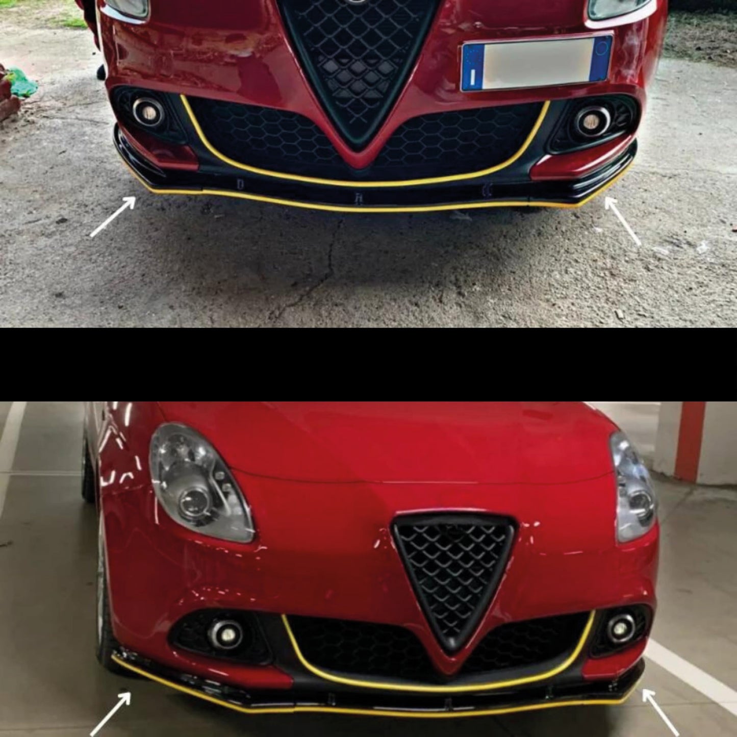 Dokładka Zderzaka Przedniego (Front Bumper Lip) do Alfa Romeo Giulietta 940 (2010–2020) – Zestaw 3-częściowy
